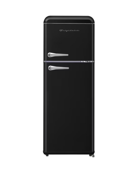 7.5 cu. ft. Mini Fridge in Black with Rounded Corners and Top Freezer
