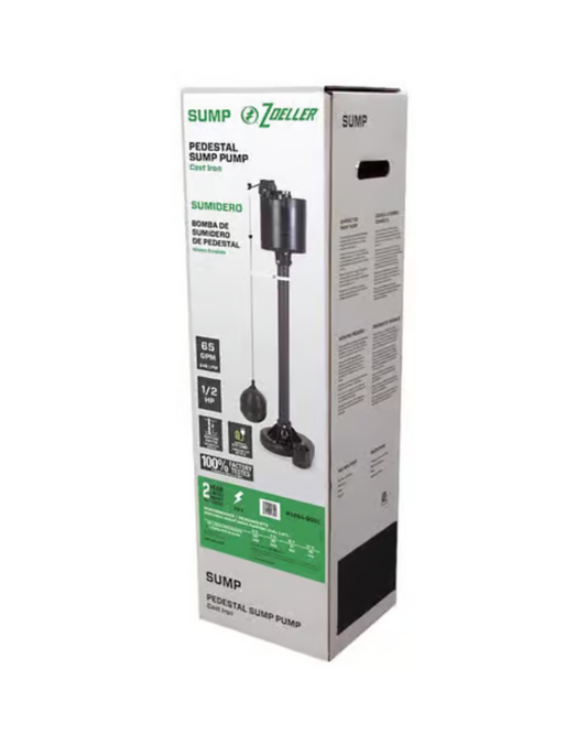 AC250002 Zoeller 1/2-HP 115 -Volt 65-Gallon Cast iron Pedestal sump pump
