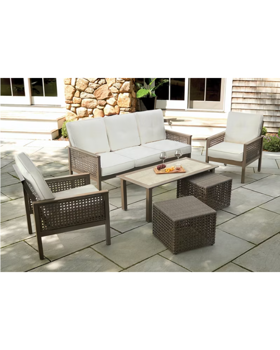 BJF250335 Berkley Jensen Watch Hill 6-Pc. Outdoor Aluminum Patio Conversation Set
