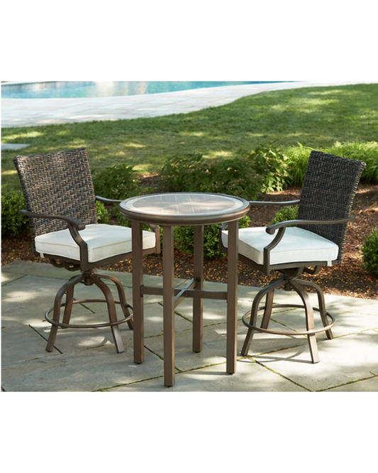 BJF250277 Berkley Jensen Outdoor Patio Portsmouth 3-Pc. Bar Height Swivel Bistro Set