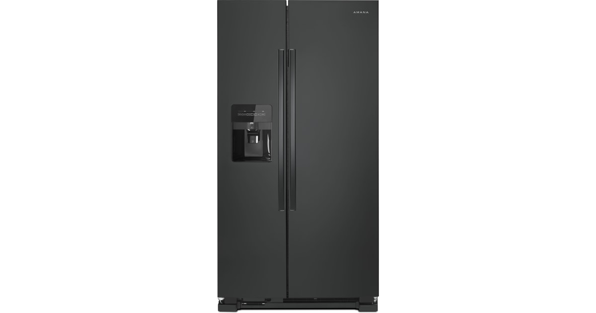 BLP00404 - Amana - 24.6 cu. ft. Side by Side Refrigerator with Dual Pad External Ice and Water Dispenser in Black - DENTED
