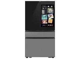 BLP00945 - Samsung Bespoke 36 in. 23 cu. ft. Counter Depth 4-Door French Door Refrigerator in Charcoal Glass/Black - RF90F23AECRAA
