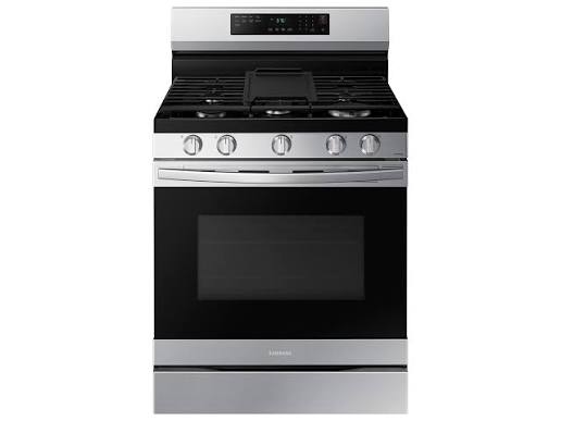 BLP00994 - Samsung 30 in. 5-Burner Freestanding Smart Gas Range in Stainless Steel with No Preheat AirFry and Wi-Fi Enabled - NX60A6511SSAA