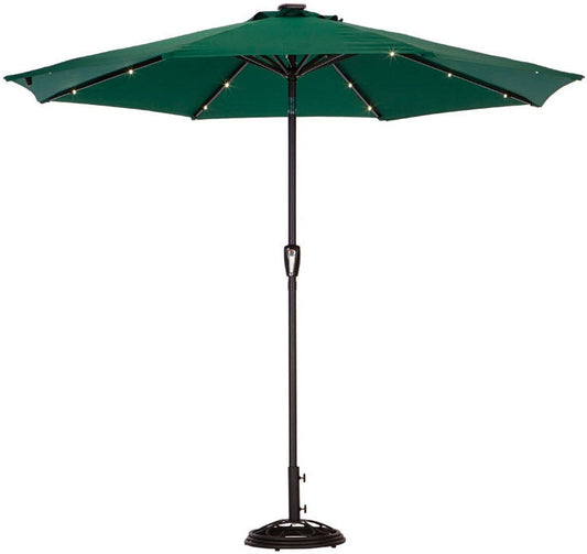AC250258 Living Accents UMS90BKOBD-01 Market Patio Solar Umbrella, 9', Hunter Green