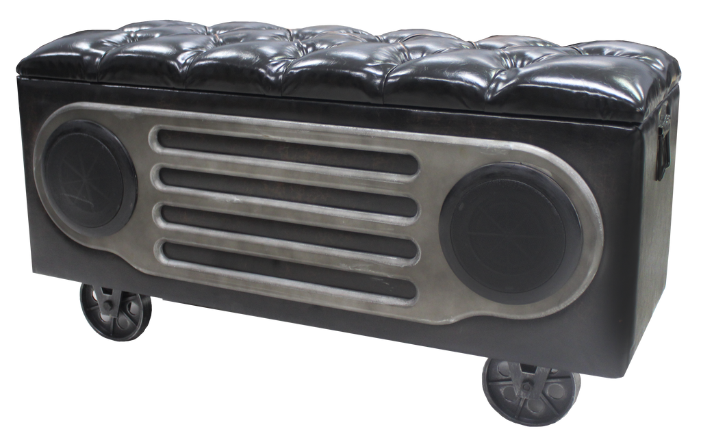 Technical Pro Vintage Radio Ottoman with Bluetooth Speaker and Storage XOTTO