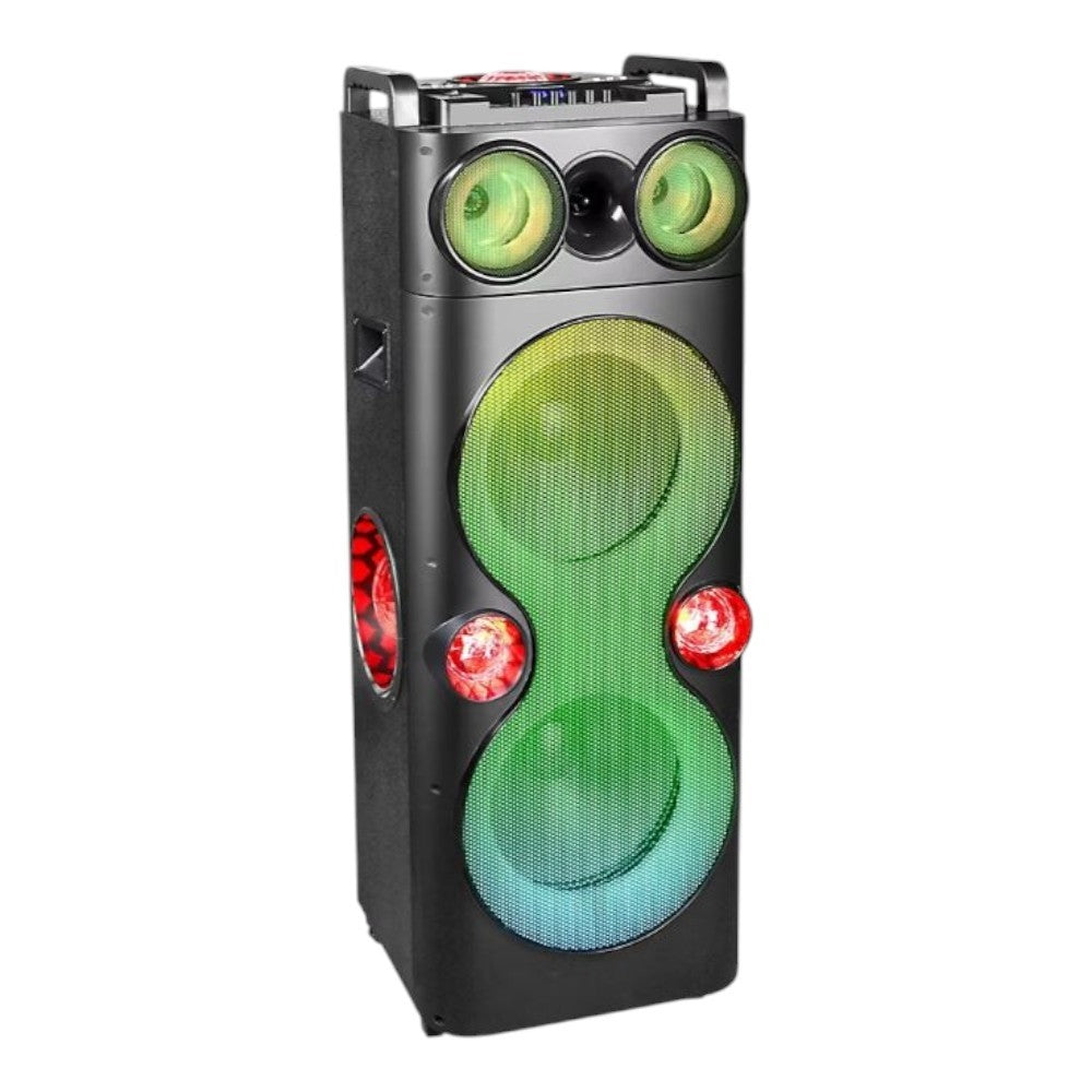 QFX PBX-1260 Dual 12" Party Speaker With Rechargeable Battery and LED Lights PBX-1260-R