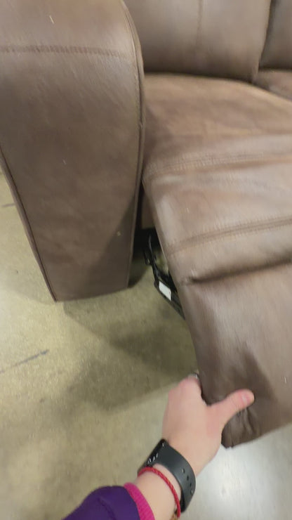 BJF250222 Abbyson Home Bentley Reclining Sofa and Loveseat - Brown (Minor Damage - Reclining Mechanism)