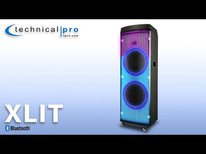 XLIT Rechargeable Double 12" Two Way Bluetooth Loudspeaker with LED Glow Wall