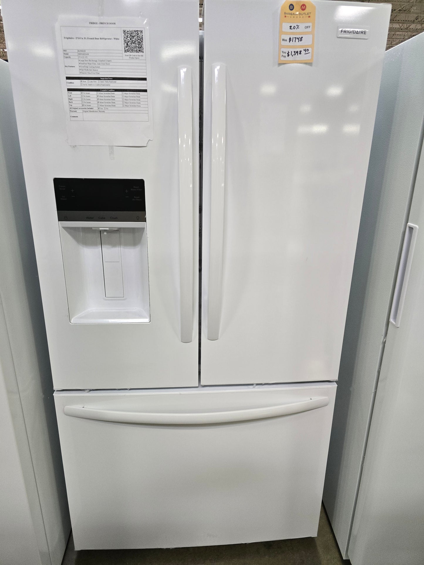 Frigidaire - 27.8 Cu. Ft. French Door Refrigerator - White  - FRFS2823AW- SN 4A43607045