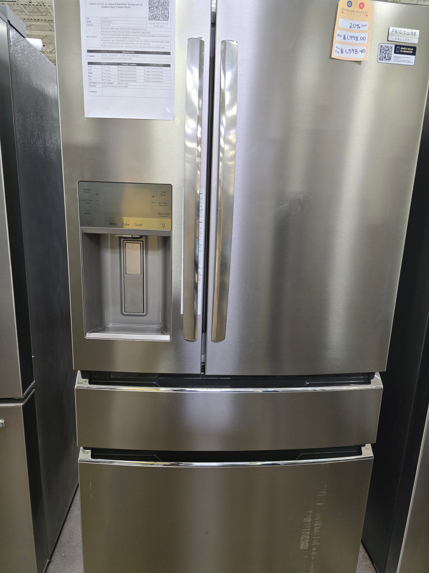 Frigidaire Gallery - 21.5 Cu. Ft. Counter-Depth 4-Door French Door Refrigerator - Stainless Steel  - GRMC2273CF- SN 1K42370578