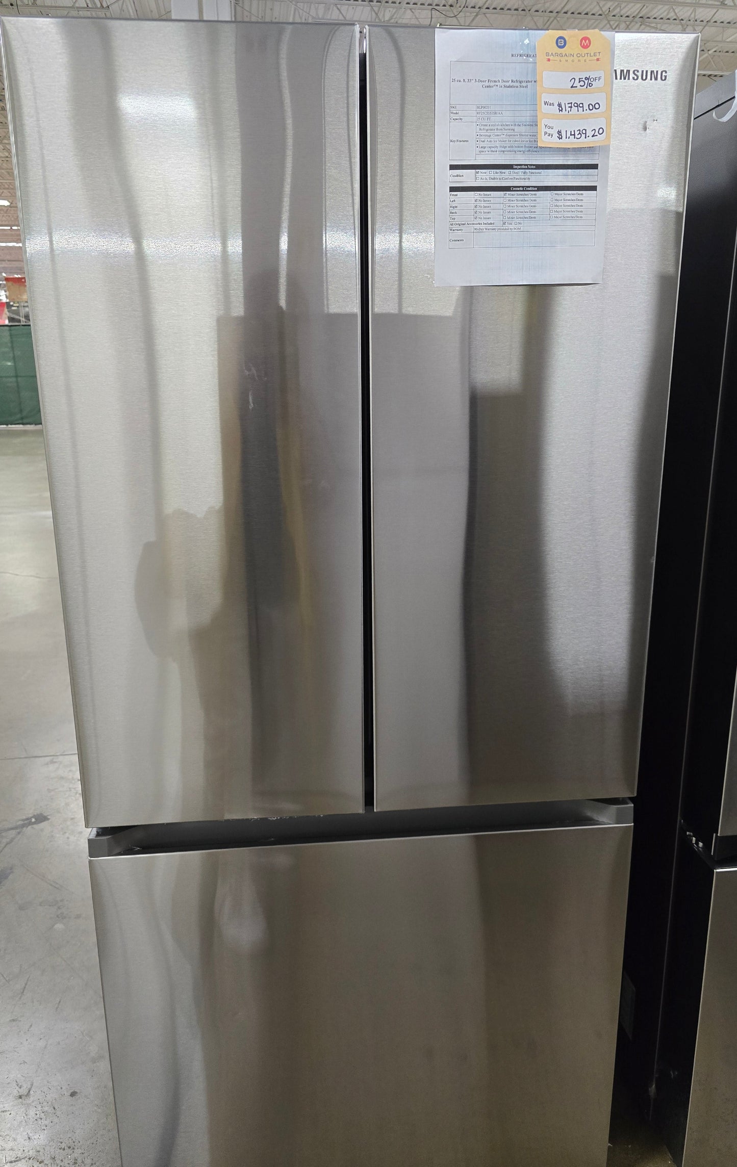 Samsung - 25 cu. ft. 33" 3-Door French Door Refrigerator - Stainless steel - RF25C5551SR/AA (0BRC4BAX801397Z)