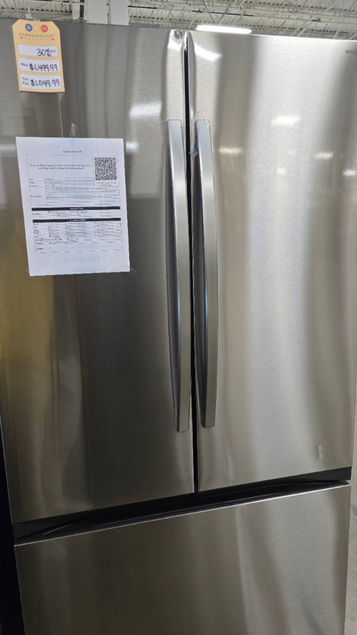 Samsung - 32 cu. ft. 3-Door French Door Smart Refrigerator with Dual Auto Ice Maker - Stainless Steel - RF32CG5100SRAA (0BXF4BCXA00806W)