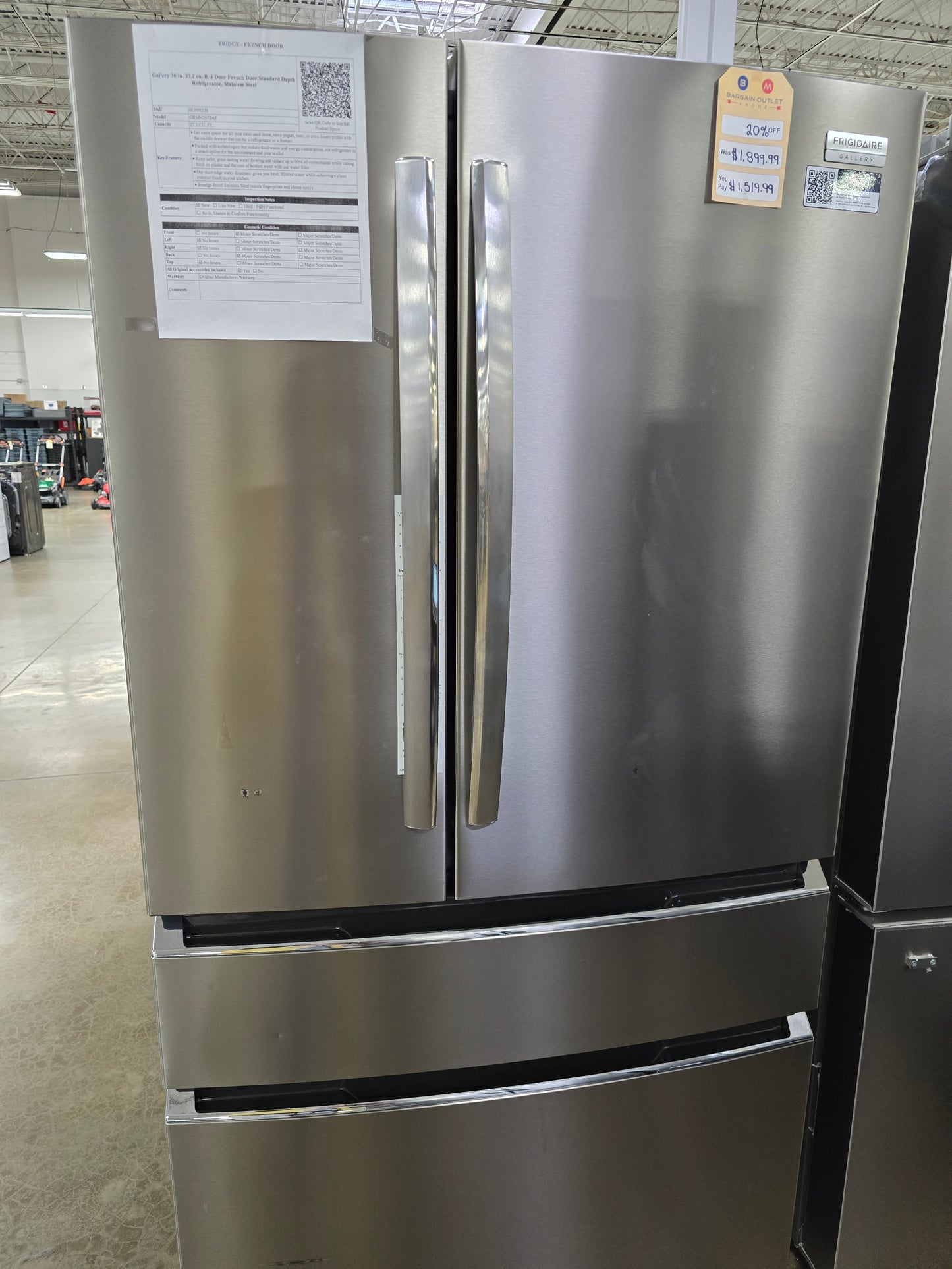 Frigidaire - Gallery 27.2 Cu. Ft. 4-Door French Door Refrigerator - Stainless Steel - GRMN2872AF- SN 1K42077399