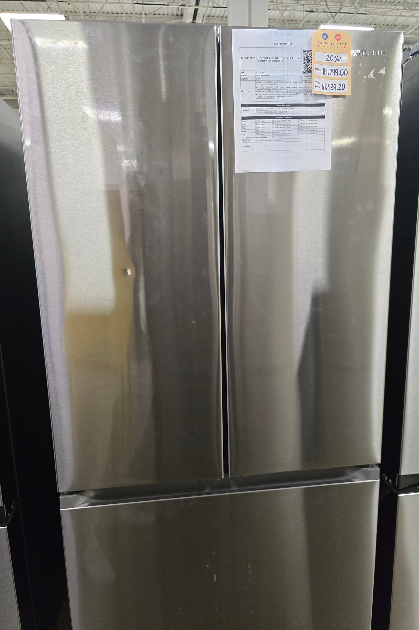 Samsung - 25 cu. ft. 33" 3-Door French Door Refrigerator - Stainless steel - RF25C5551SR/AA (0BRC4BAXA01746Z)