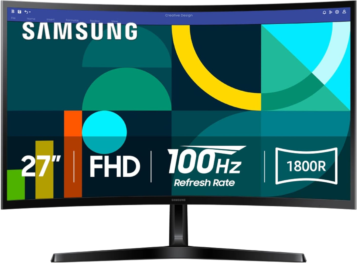 Samsung 27" Essential S3 Series FHD 1800R Curved Computer Monitor, 100Hz,  LS27D366GAN-C No Box