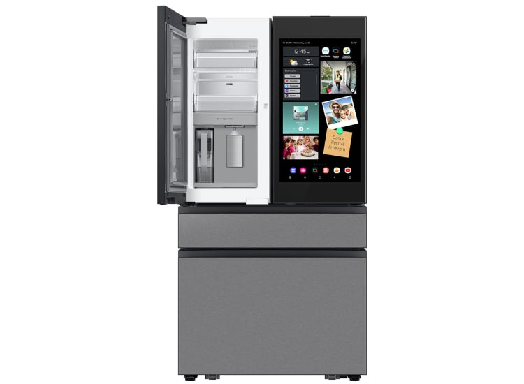 BLP00855 - Samsung Bespoke 36 in. 23 cu. ft. Counter Depth 4-Door French Door Refrigerator in Charcoal Glass/Black - RF90F23AECRAA