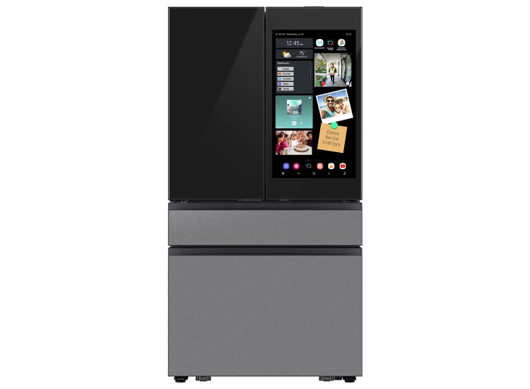 BLP00616 - Samsung Bespoke 36 in. 23 cu. ft. Counter Depth 4-Door French Door Refrigerator in Charcoal Glass/Black - RF90F23AECRAA