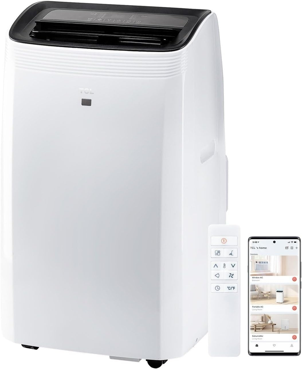 AZ0000000002522 TCL H10P36W 10,000 SACC BTU (ASHRAE 14,000 BTU) Smart Portable Air Conditioner, Fan & Dehumidifier, 450 Sq. Ft, 3-Speeds, Remote Control H10P36W AS IS NO WARRANTY