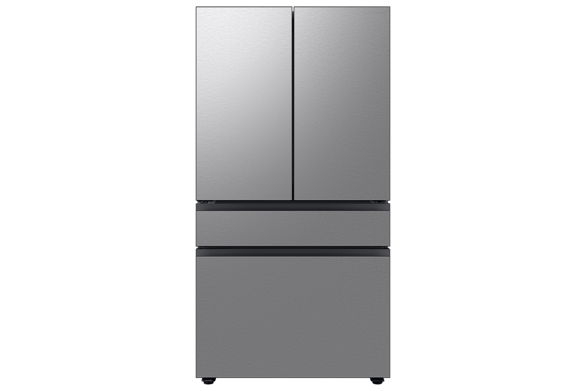 BLP01005 - Samsung Bespoke 36 in. 23 cu. ft. Counter Depth 4-Door French Door Refrigerator in Stainless Steel with Beverage Center - RF70F23DERAA