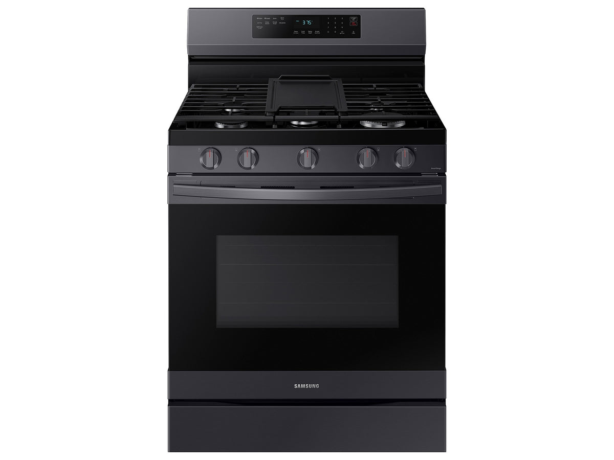 BLP00918 - Samsung 30 in. 5-Burner Freestanding Smart Gas Range in Black Stainless Steel w/ No Preheat AirFry - NX60A6511SGAA
