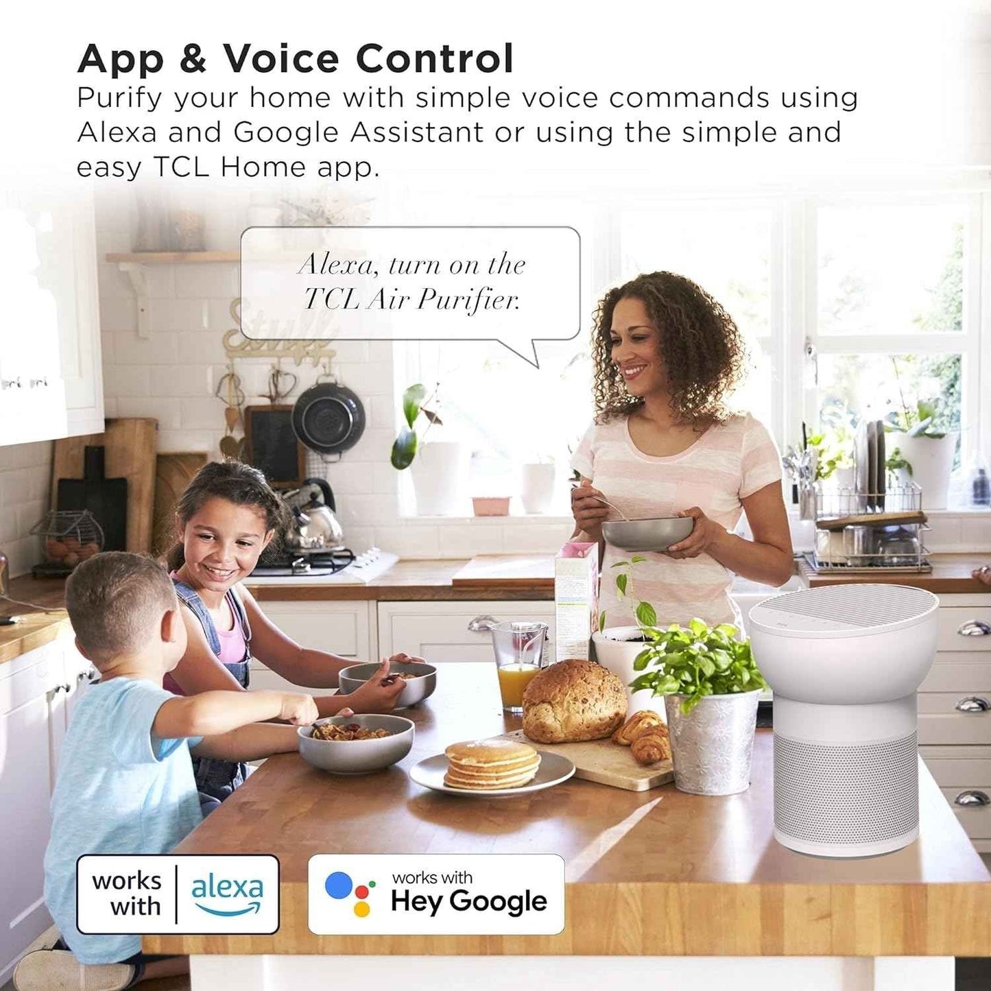 TCL Breeva A2 Wi-Fi Smart Air Purifier and Humidifier, Up to 882 Sq Ft, 4-Stage True HEPA (H13), Removes 99.97% of Dust/Bacteria/Odors & More, App & Voice Control, Auto Shield, Quiet, White  a215w