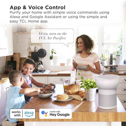 TCL Breeva A2 Wi-Fi Smart Air Purifier and Humidifier, Up to 882 Sq Ft, 4-Stage True HEPA (H13), Removes 99.97% of Dust/Bacteria/Odors & More, App & Voice Control, Auto Shield, Quiet, White  a215w