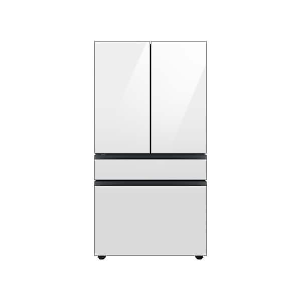 BLP01000 - Samsung Bespoke 36 in. 29 cu. ft. Standard Depth 4-Door French Door Smart Refrigerator in White Glass - RF29BB860012A