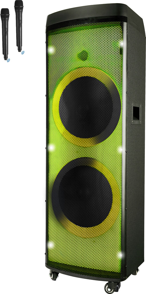 XLIT Rechargeable Double 12" Two Way Bluetooth Loudspeaker with LED Glow Wall