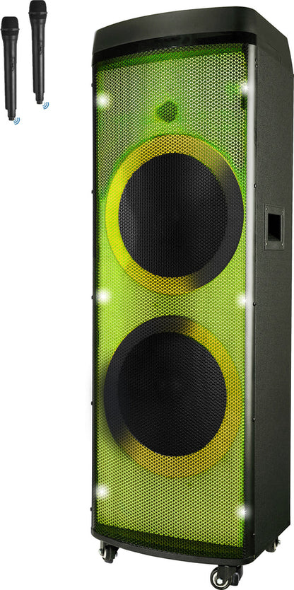 XLIT Rechargeable Double 12" Two Way Bluetooth Loudspeaker with LED Glow Wall