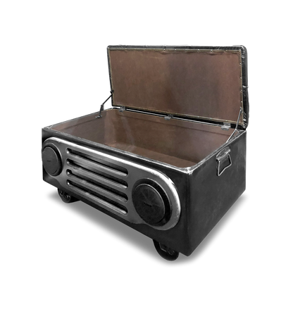 Technical Pro Vintage Radio Ottoman with Bluetooth Speaker and Storage XOTTO